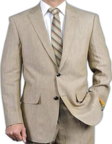 Linen Suit - Mens Summer Suits in Beige Big and Tall Color - Beach Wedding
