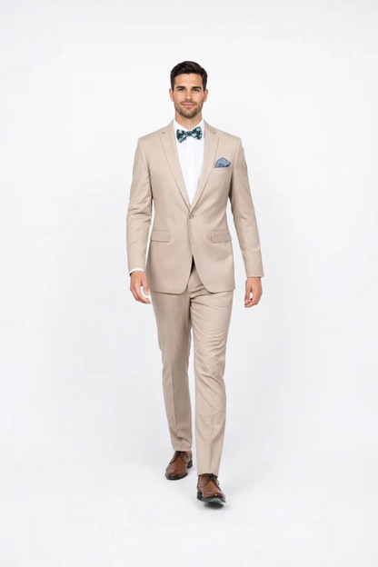 Men's Slim Fit Suit - Fitted Suit - Skinny Suit Men's BeigeRossiman Rossi Suit