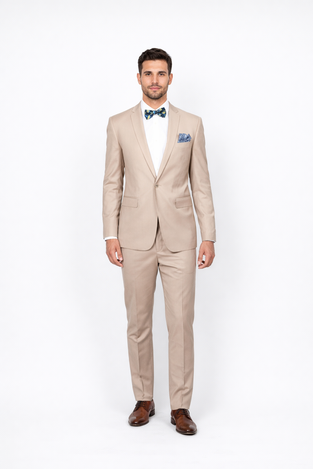 Beige Slim Fit Suit for Men by Rossiman Rossi ?? Tailored Skinny Fit Formal Suit