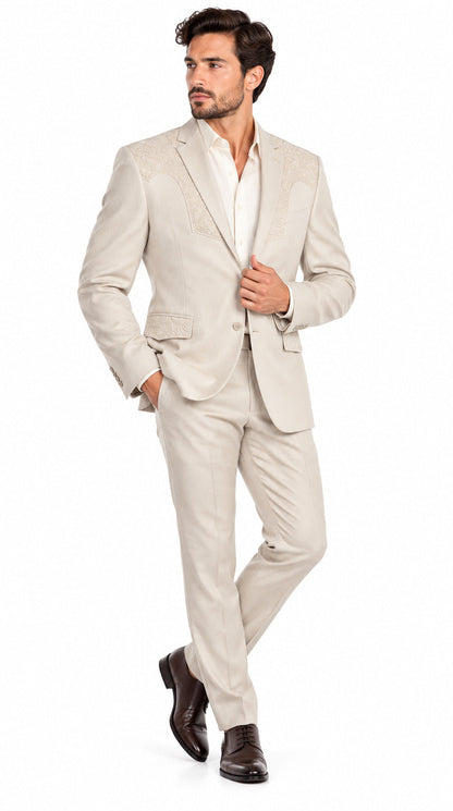 Men's Suede Cowboy Blazer Ultra Slim Fit LAM-516 in Color Beige
