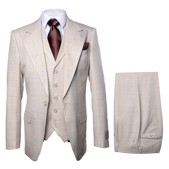 Suits With Baggy Pleated Pants - Wide Leg Pants 100% Wool - Classic Fit by Rossiman