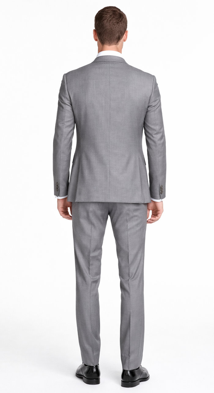 Bertolini 2Pc & 3PC Lt. Gray Two-button Wool & Silk Blend Suit