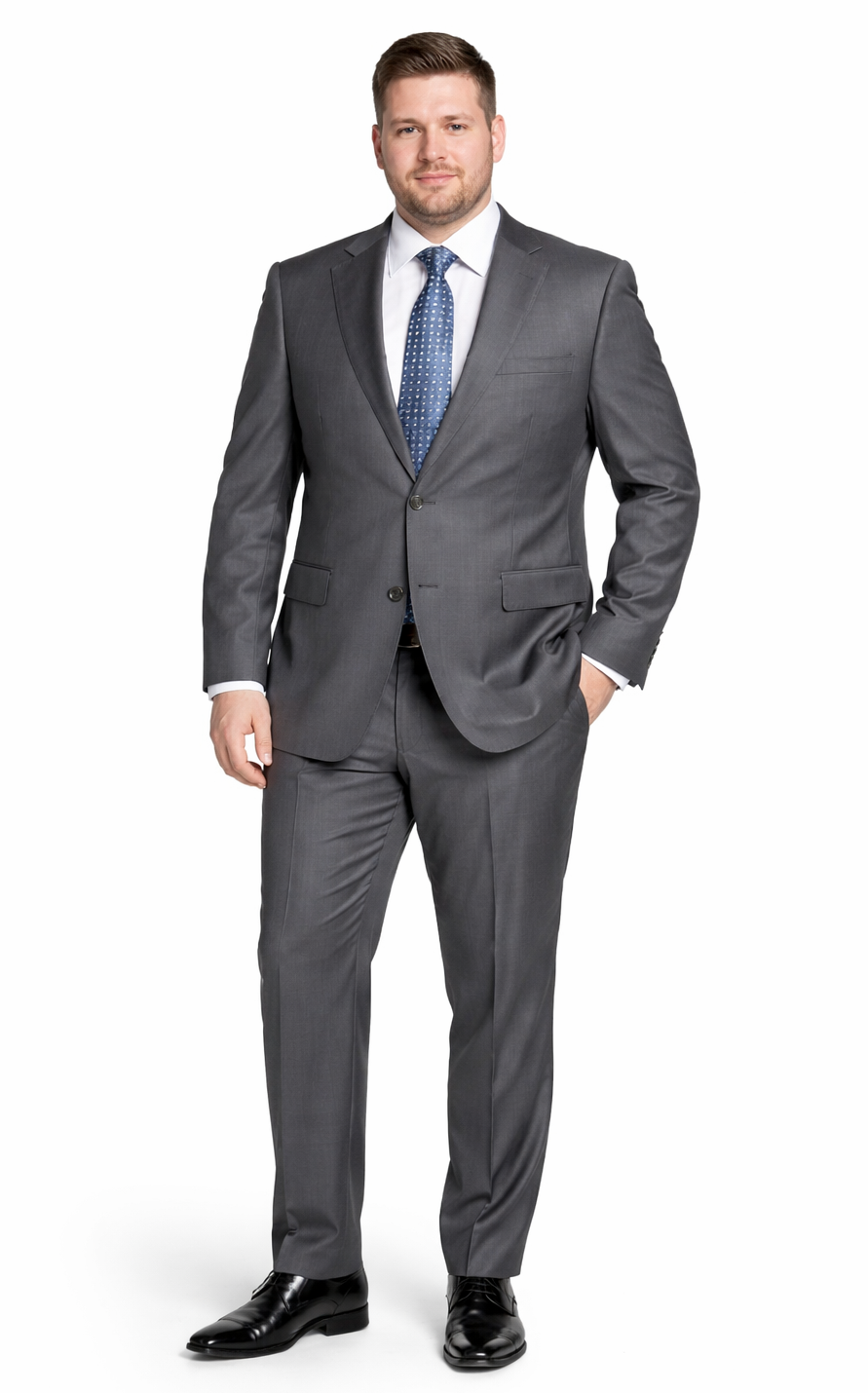 Bertolini 2PC Gray Two-button Suit Wool & Silk
