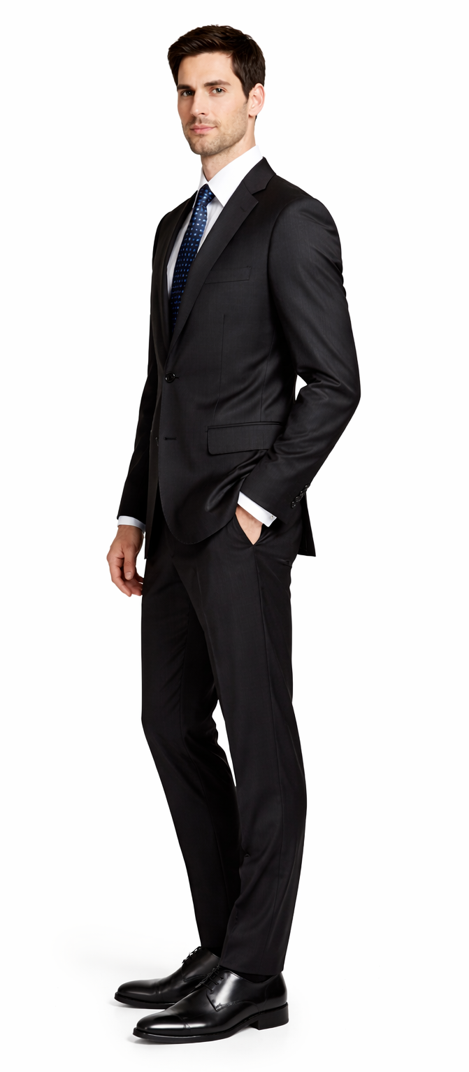 Bertolini Wool & Silk 2Pc 2 Buttons Black or Charcoal