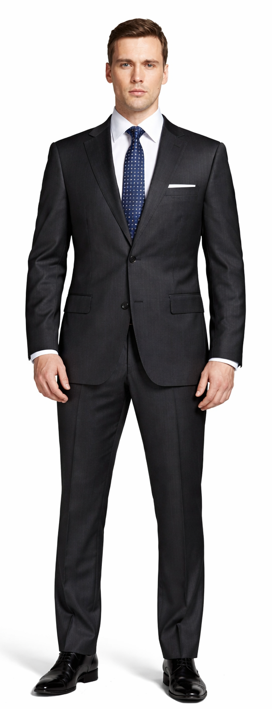 Bertolini Wool & Silk 2Pc 2 Buttons Black or Charcoal
