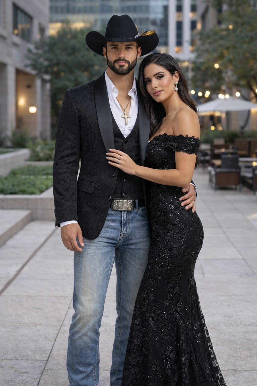 Black Lace Luxury Three-Piece Suit