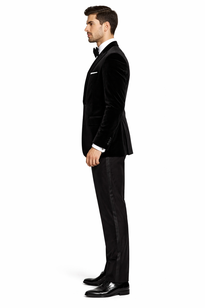 Black Men??s Suit ?? Rossi Man Leo RM1575 with Modern Sleek Fit