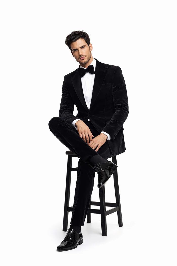 Black Men??s Suit ?? Rossi Man Leo RM1575 with Modern Sleek Fit