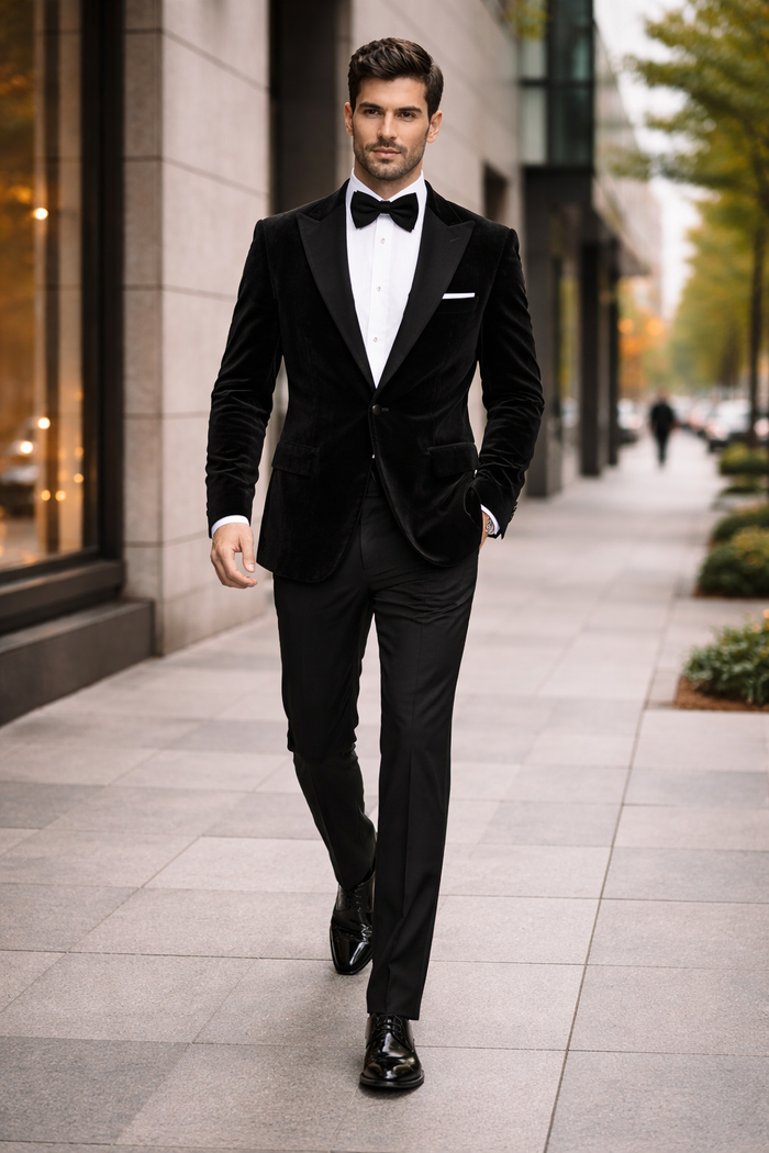 Black Men??s Suit ?? Rossi Man Leo RM1575 with Modern Sleek Fit