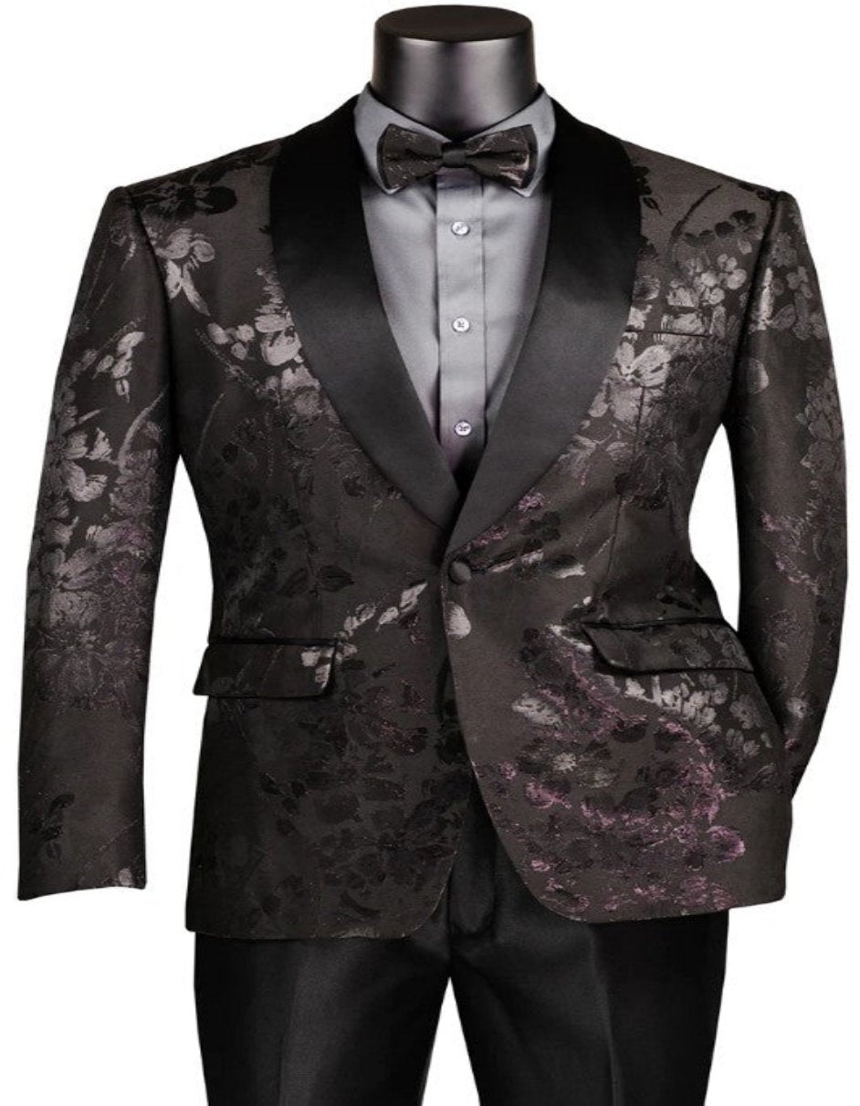 Black Tuxedo - Mens Wedding Suit Black Satin Shawl Lapel - Black Prom Suit - Men's Tuxedo USA