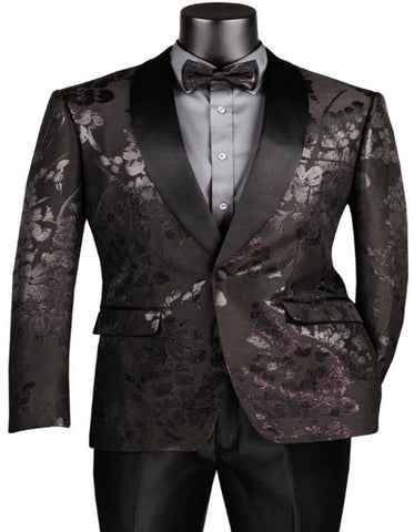 Black Tuxedo - Mens Wedding Suit Black Satin Shawl Lapel - Black Prom Suit