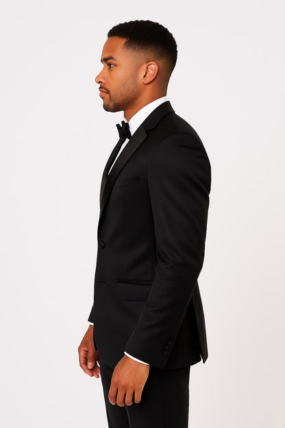 Black Satin Tuxedo Set  4-Piece Style for Weddings & Proms
