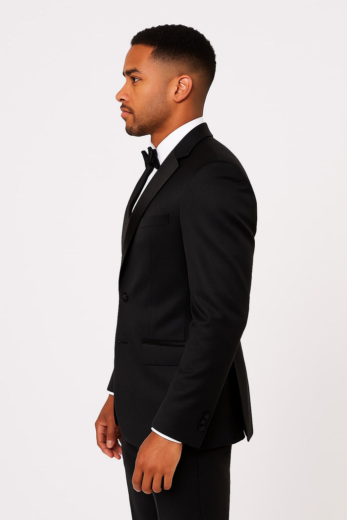 Black Satin Tuxedo Set  4-Piece Style for Weddings & Proms