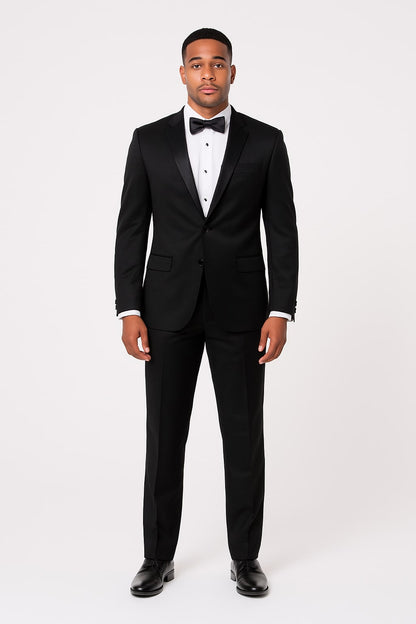 Black Satin Tuxedo Set  4-Piece Style for Weddings & Proms