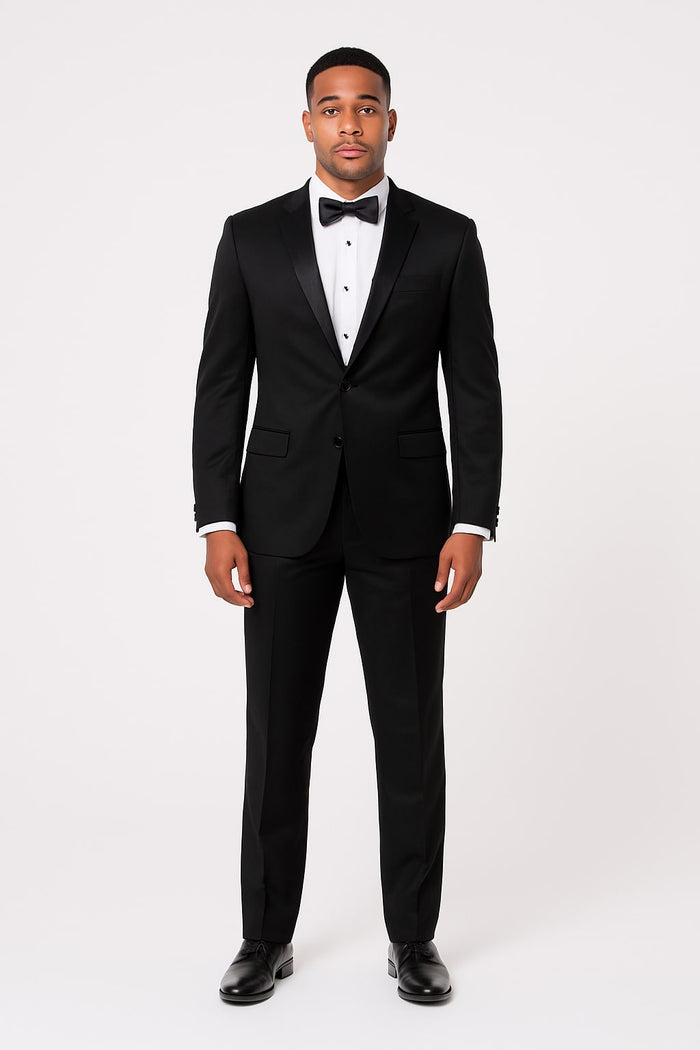 Black Satin Tuxedo Set  4-Piece Style for Weddings & Proms