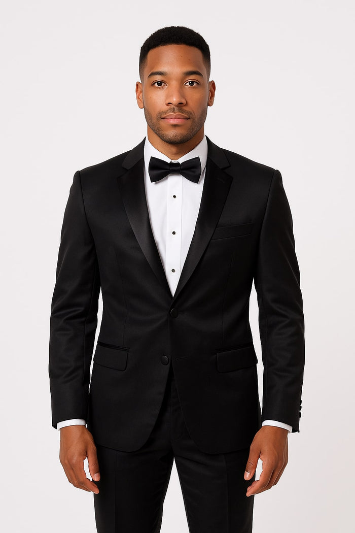 Black Satin Tuxedo Set  4-Piece Style for Weddings & Proms