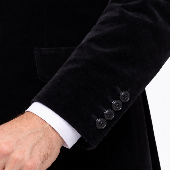 Men’s Black Velvet Dinner Blazer – Tailored Fit Formal Jacket, Standard and Made-to-Measure