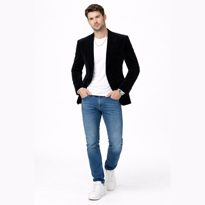 Men’s Black Velvet Dinner Blazer – Tailored Fit Formal Jacket, Standard and Made-to-Measure