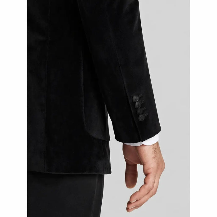 Men’s Black Velvet Shawl Collar Blazer – Elegant Evening and Party Jacket