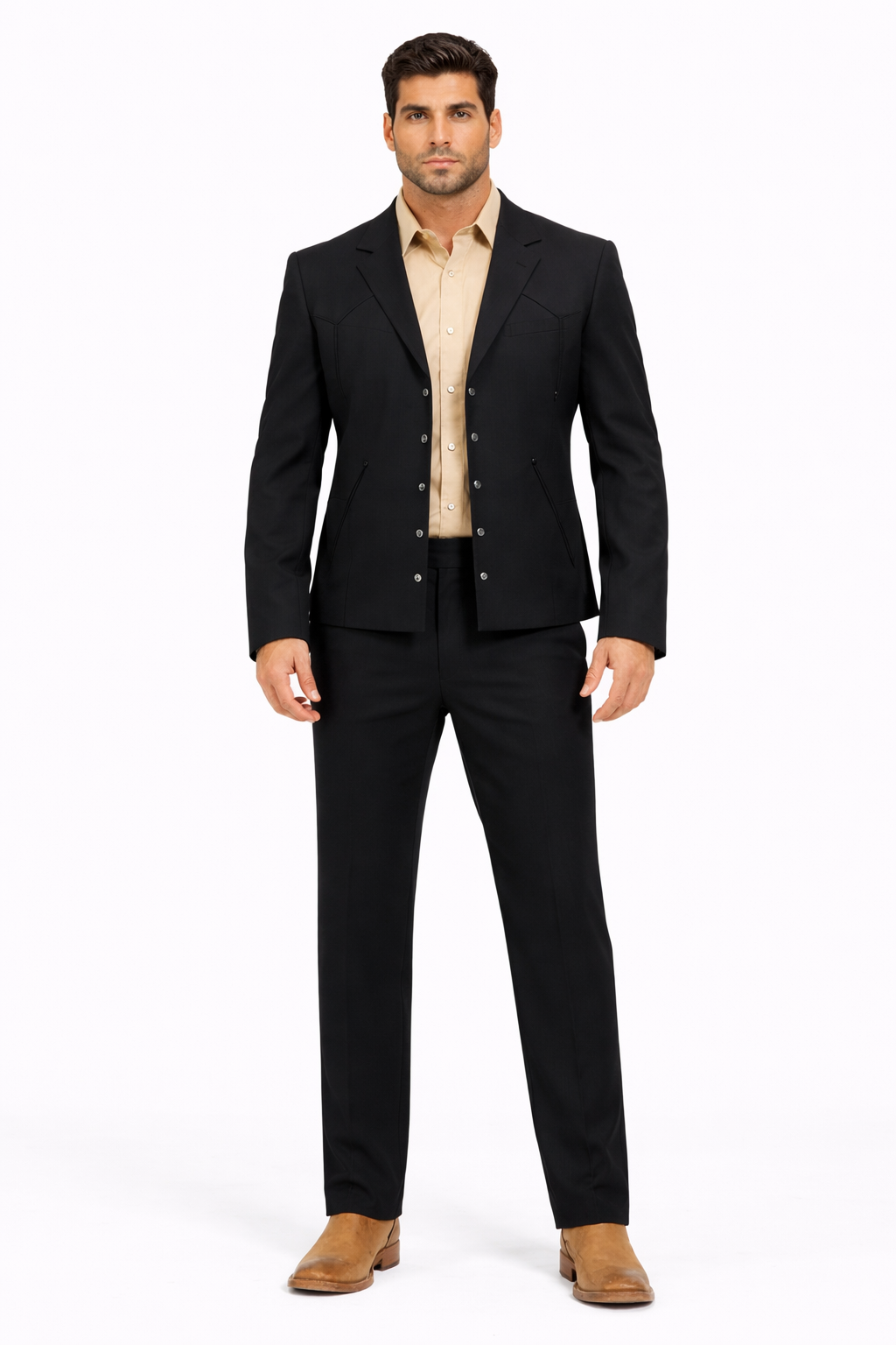 Black Western Suit Set for Men – Stylish Formal Wedding and Business Suit