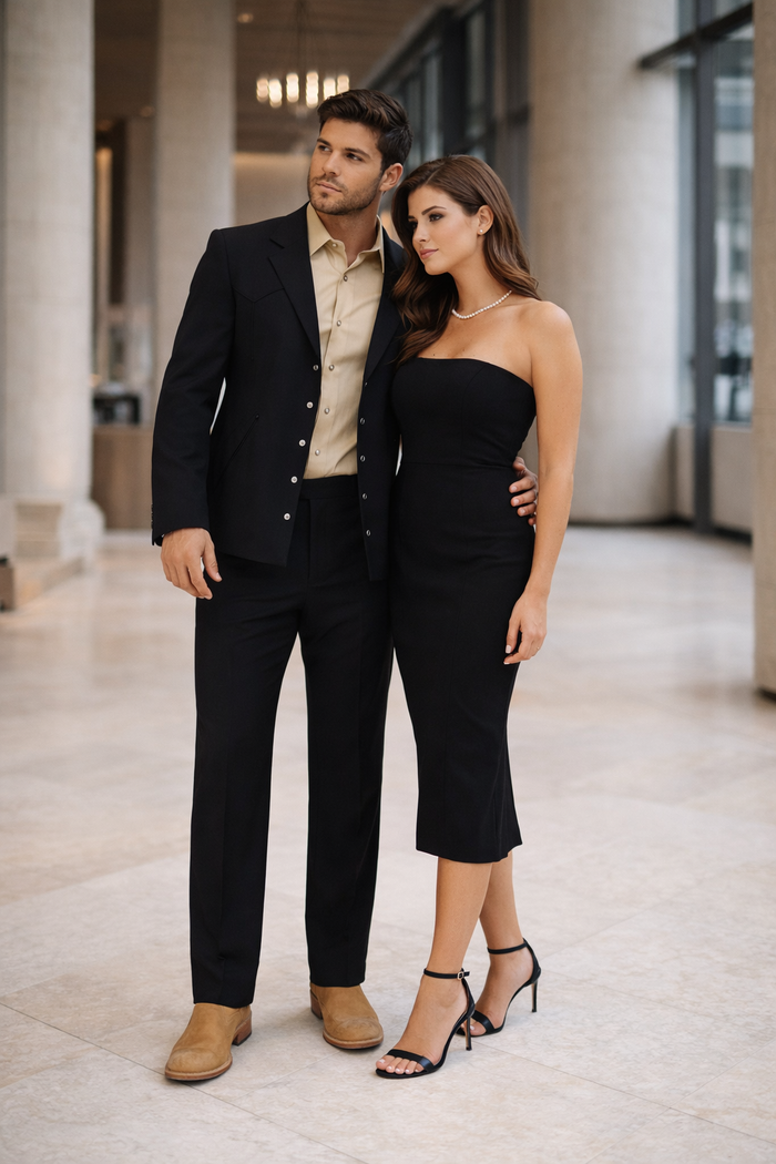 Black Western Suit Set for Men – Stylish Formal Wedding and Business Suit