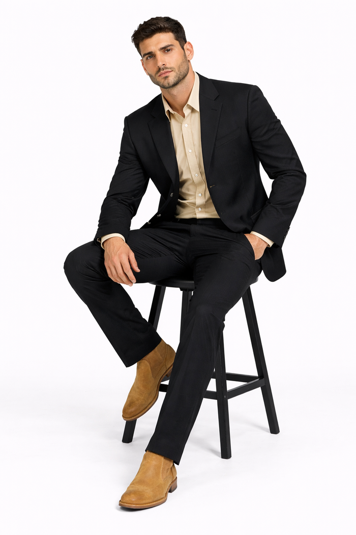 Black Western Suit Set for Men – Stylish Formal Wedding and Business Suit