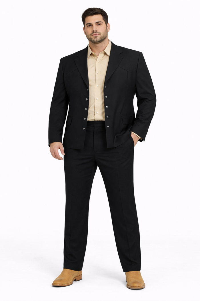 Black Western Suit Set for Men – Stylish Formal Wedding and Business Suit