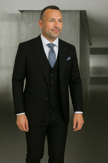 Wool Suit - Italian Made Business Suit by Statement Men's 3 Piece 100% Wool Fashion Suit - Bold Colors