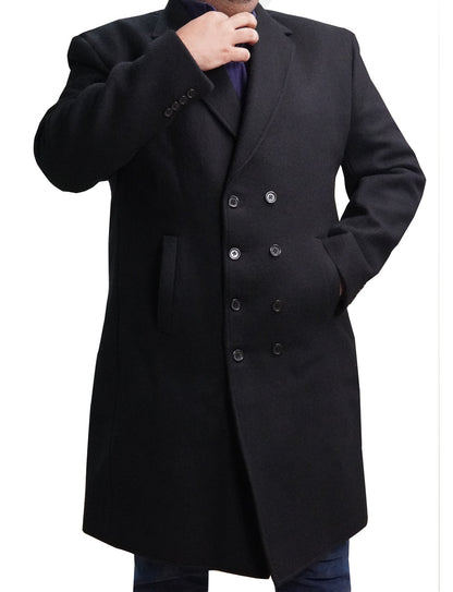 Men’s James Bond Spectre Style Black Trench Coat – Premium Long Overcoat