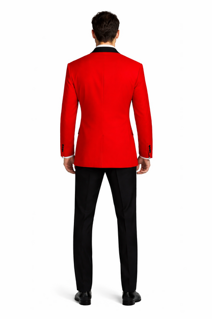 Blazer - Dinner Jacket - Red and Black Lapel Mens Classic 2 Button Notch Lapel Red Tuxedo