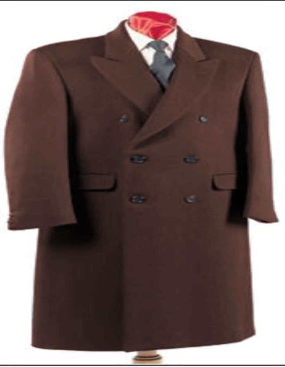 Coat Authentic Fully Lined Double Breasted men's Wool Blend Long Dress Coat