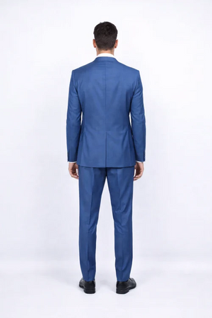 Men's Slim Fit Suit - Fitted Suit - Skinny Suit Men's Blue 1 Button Closure Rossiman Rossi Skinny Suit
