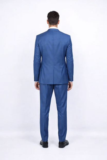 Men Slim Fit Suits - Fitted Suits - Skinny Suit Men's Blue 1 Button Closure Rossiman Rossi Skinny Suit