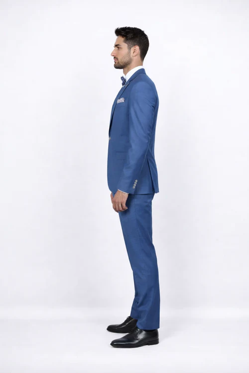 Men's Slim Fit Suit - Fitted Suit - Skinny Suit Men's Blue 1 Button Closure Rossiman Rossi Skinny Suit