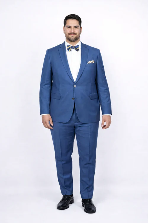 Men's Slim Fit Suit - Fitted Suit - Skinny Suit Men's Blue 1 Button Closure Rossiman Rossi Skinny Suit