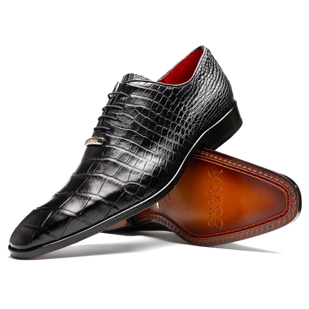 Marco Di Milano Bono Black Alligator Wholecut Oxfords