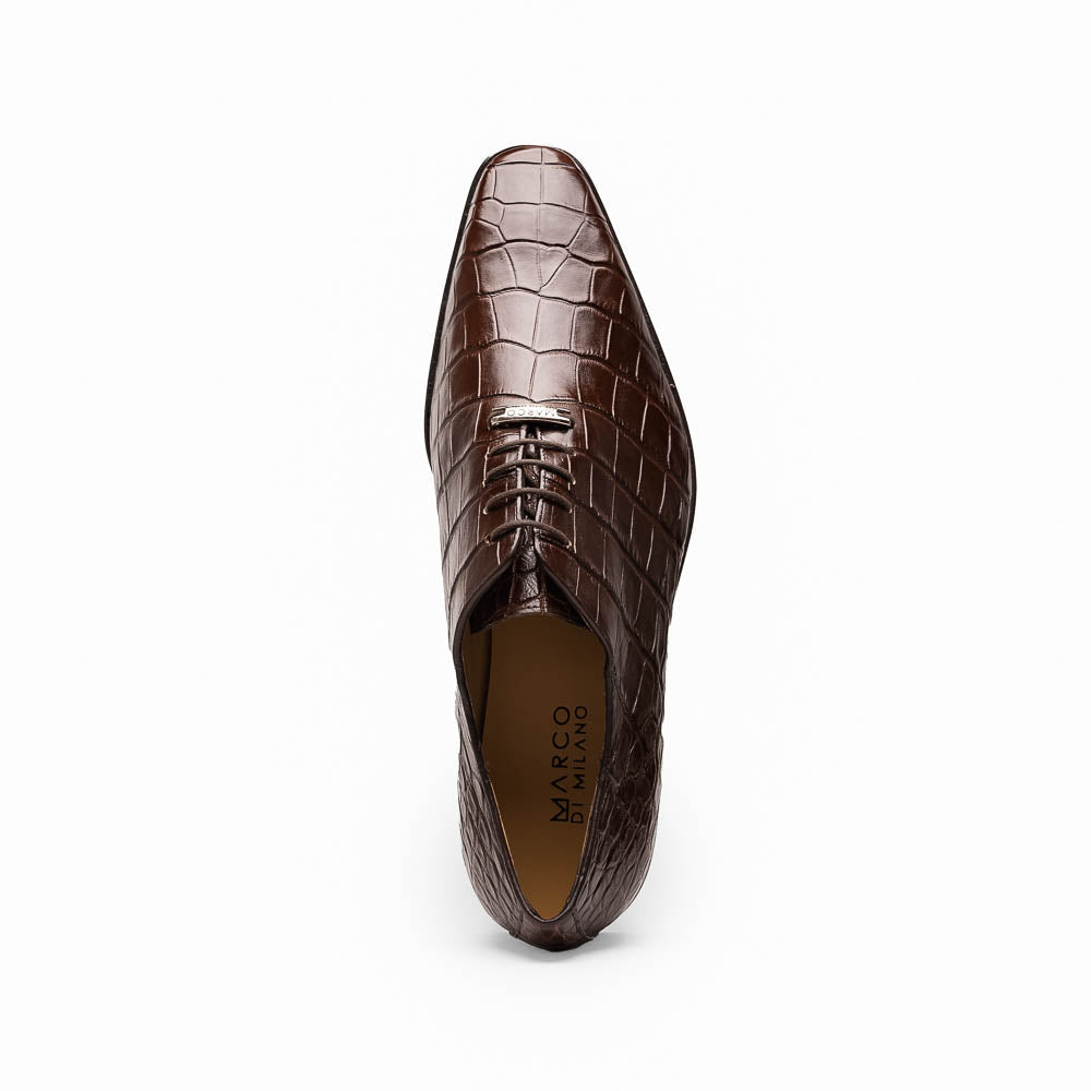 Marco Di Milano Bono Brown Alligator Wholecut Oxfords