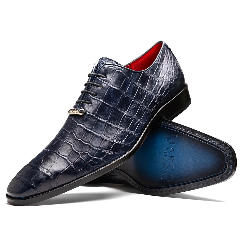 Marco Di Milano Bono Navy Alligator Wholecut Oxfords