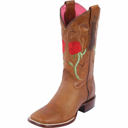 Botas Altas de Cuero con Flores para Mujer en Horma Rodeo
