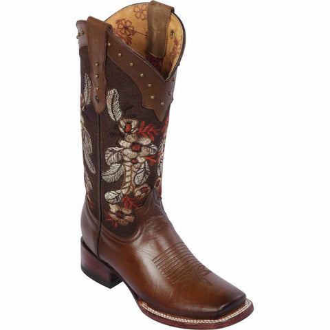 Botas Altas de Cuero con Flores para Mujer en Horma Rodeo