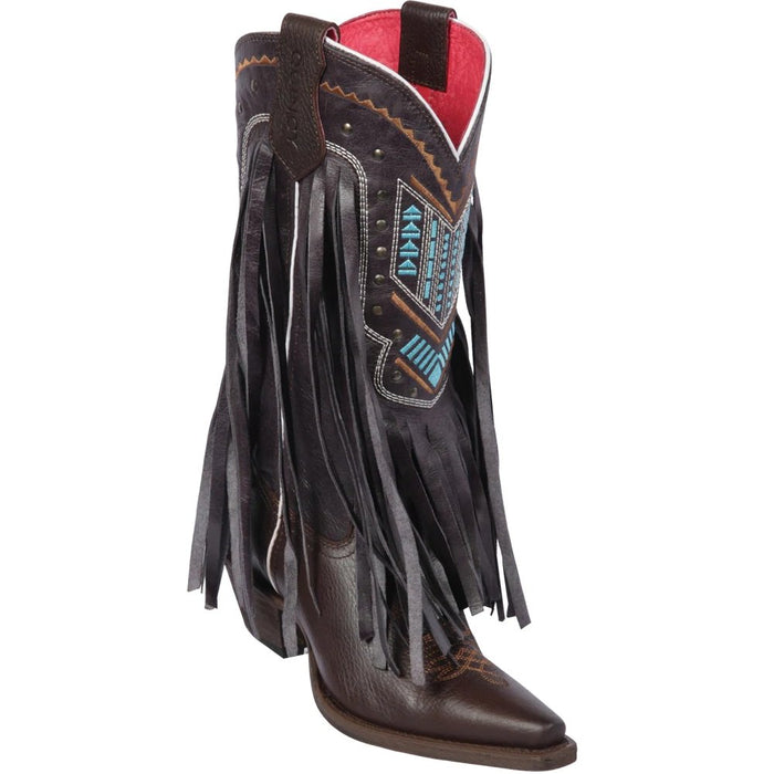 Botas Altas de Cuero Crazy para Mujer en Punta Recortada