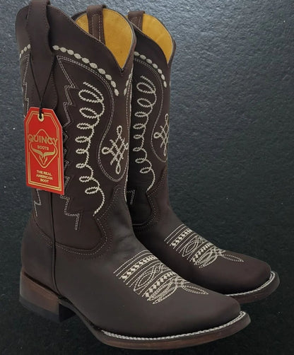 Botas Altas de Cuero Original para Mujer en Horma Rodeo Chocolate Q322N6294
