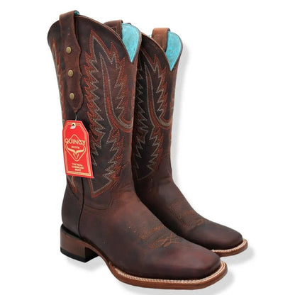Botas Altas de Cuero Original para Mujer en Horma Rodeo Color Shedron