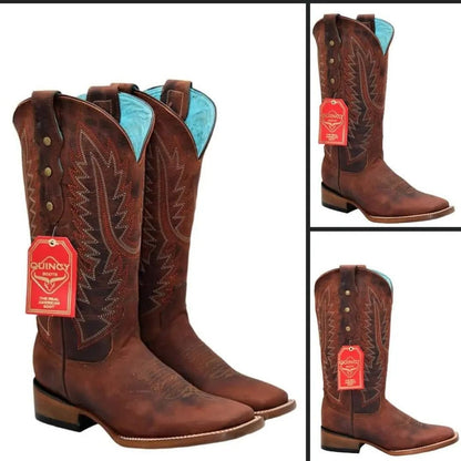 Botas Altas de Cuero Original para Mujer en Horma Rodeo Color Shedron