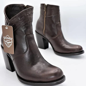 Botas Cortas de Piel de Borrego para Mujer en Horma Oval Color Caf??