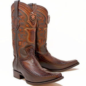Botas de Pata de Avestruz Original con Venado Horma Europea LAB-76F0516