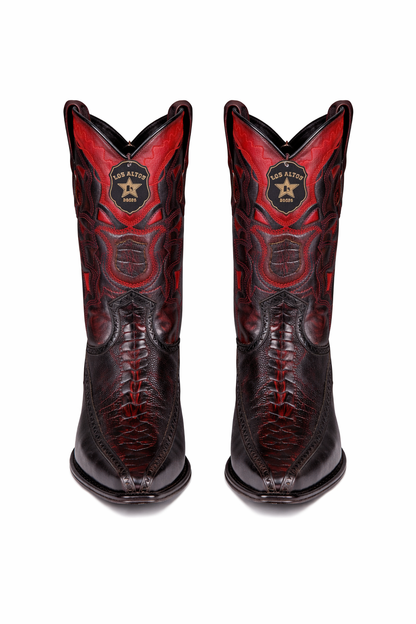 Botas de Avestruz Pata con Venado Horma Europea LAB-76F0518