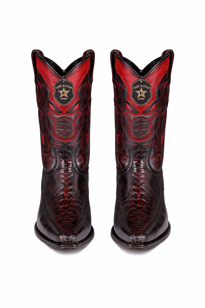 Botas de Avestruz Pata con Venado Horma Europea LAB-76F0518