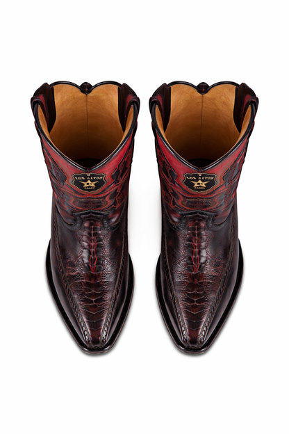 Botas de Avestruz Pata con Venado Horma Europea LAB-76F0518