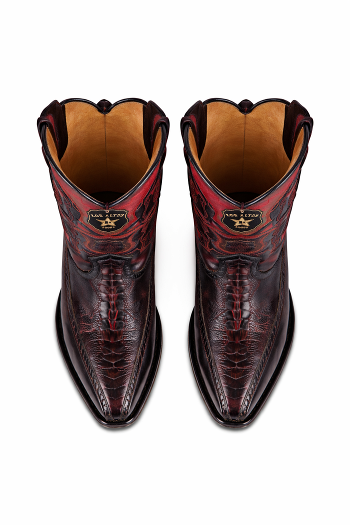 Botas de Avestruz Pata con Venado Horma Europea LAB-76F0518